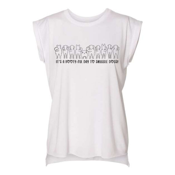 BELLA + CANVAS - Women’s Flowy Rolled Cuffs Muscle Tee - Printed Logos Thumbnail