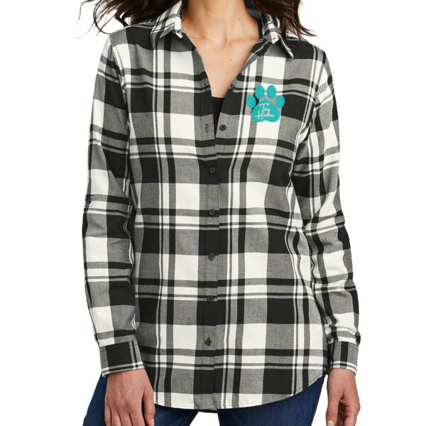 Port Authority® Women's Plaid Flannel Tunic - Embroidered Logo Thumbnail